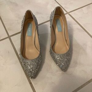 Betsey Johnson Silver Embellished Heels